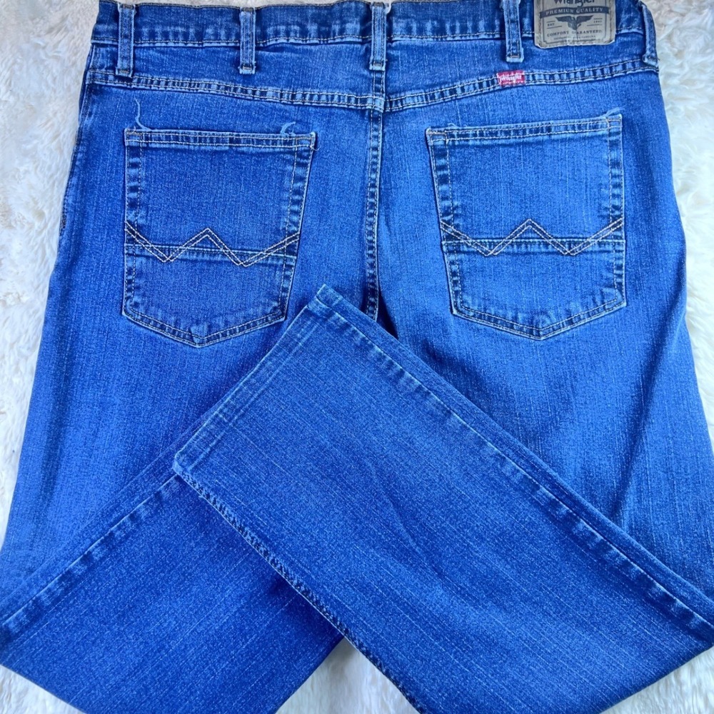 Wrangler Premium Quality Slim Straight Jeans Mens 40x30 Blue Denim A17